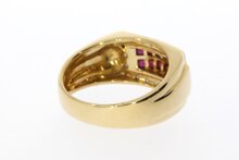 18 Karaat gouden Robijnring met Diamant - 18 mm
