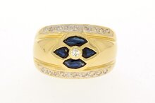18 Karaat gouden Saffier Ring met Diamant - 17,5 mm