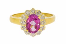 18 karaat gouden Topaas ring met Diamant - 17,3