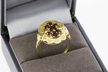 14 karaat gouden Ring met Granaat -18 mm