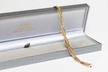 14 karaat gouden dubbele Platte Vossenstaart armband- 19 cm