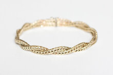 14 karaat gouden dubbele Platte Vossenstaart armband- 19 cm
