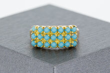 14 Karaat gouden Turkoois Pinkring - 15 mm