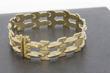 18 karaat brede geel gouden Staafjes armband - 19 cm