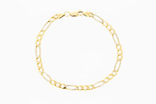 14 Karaat bicolor Figaro gouden armband - 20,1 cm