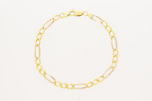 14 Karaat geel gouden Figaro schakelarmband - 22 cm