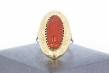 14 Karaat gouden Bloedkoraal ring - 18,5 mm