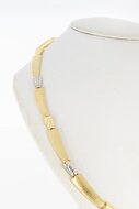 14 karaat tricolor gouden Staafjes schakel Collier - 42,3 cm