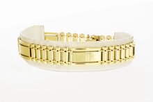 14 Karaat gouden brede armband met bakslot - 21,5 cm