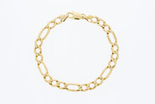 Geel gouden Figaro armband 14 Karaat  - 21,9 cm