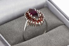8 Karaat (witte) Markies Granaat ring - 16,2