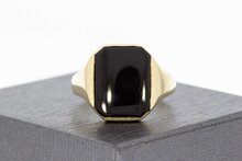 14 Karaat geel gouden Onyx Zegelring - 19,6 mm