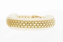 Gevlochten 14 Karaat brede  gouden armband - 19,2 cm