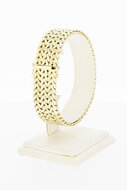 Gevlochten 14 Karaat brede gouden armband - 19,7 cm