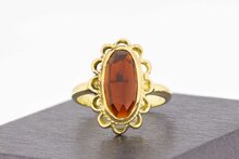 14 Karaat gouden Retro ring met Granaat - 17,2 mm