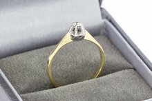 14 Karaat bicolor gouden Solitaire diamantring - 16,4 mm