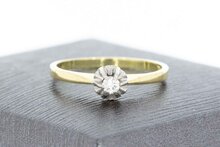 14 Karaat bicolor gouden Solitaire diamantring - 16,4 mm