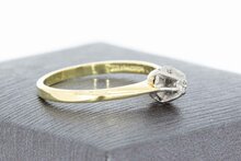 14 Karaat bicolor gouden Solitaire diamantring - 16,4 mm