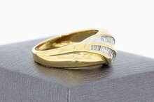 18 Karaat bicolor gouden Bandring met Diamant - 18,5 mm