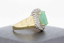 14 Karaat gouden Jade ring met Diamant - 18,2 mm