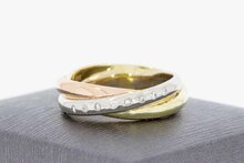 14 Karaat tricolor gouden Crossover ring met diamant- 19 mm