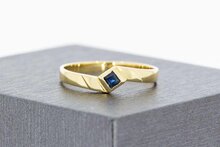 14 Karaat gouden Slagring met blauwe Saffier - 16,5 mm