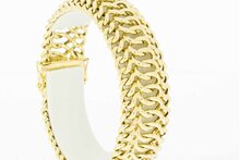 Gevlochten 14 karaat brede gouden armband - 17,9 cm