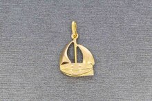 18 Karaat geel gouden bedel  hanger - Zeilboot