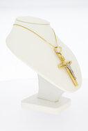 14 karaat gouden Kruis ketting hanger - 6 cm