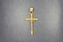 14 karaat gouden Kruis ketting hanger - 6 cm