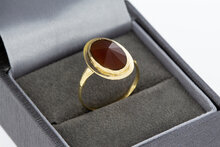 14 Karaat geel gouden Vintage Carneool ring - 17,5 mm