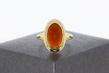 14 Karaat geel gouden Vintage Carneool ring - 17,5 mm