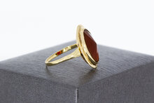14 Karaat geel gouden Vintage Carneool ring - 17,5 mm