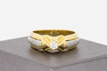 14 Karaat bicolor gouden Statement ring met Zirkonia - 20 mm