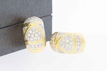 18 Karaat gouden diamant Oorclips - 2 cm