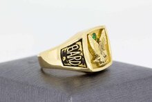 18 Karaat gouden smaragd ring met Diamant - 19,5 mm