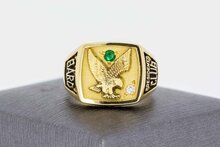 18 Karaat gouden smaragd ring met Diamant - 19,5 mm