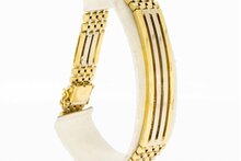 18 Karaat bicolor gouden Staafjes armband - 21,5 cm