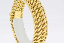 18 Karaat gouden dubbel Gourmet schakelarmband - 19,7 cm