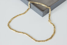 14 Karaat bicolor gouden gewalste Valkoog ketting - 42 cm
