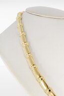 14 Karaat geel gouden Staafjes schakel Collier - 45,5 cm