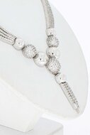 14 Karaat witgouden bolletjes Collier met witte Saffier - 44 cm