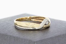 14 Karaat geel gouden Fantasie ring met Diamant - 16,5 mm