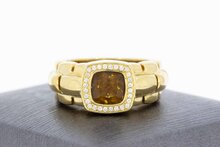 18K gouden Solitaire ring met Topaas en Diamant - 17,8 mm