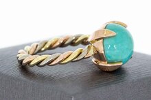 14 Karaat tricolor gouden Markies ring met Turquoise-17,9
