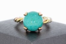 14 Karaat tricolor gouden Markies ring met Turquoise-17,9