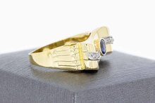 14 Karaat gouden Statement ring met Saffier en Diamant - 17,9 mm