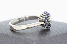 14 Karaat gouden Rozet ring met Diamant en Saffier - 17,9 mm
