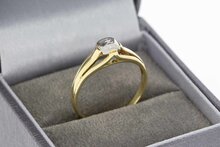 14 Karaat bicolor gouden Pinkring met Diamant - 17,9 mm