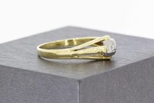 14 Karaat bicolor gouden Pinkring met Diamant - 17,9 mm
